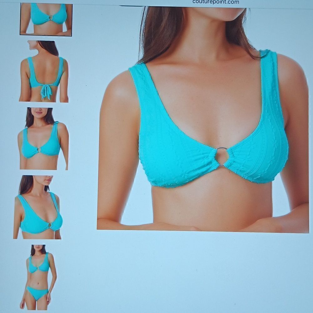New California Waves Bikini Top Small Jacquard Bralette Blue‎